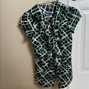 Banana Republic Green and Black Geometric Blouse